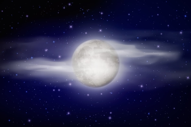 Realistic full moon sky background