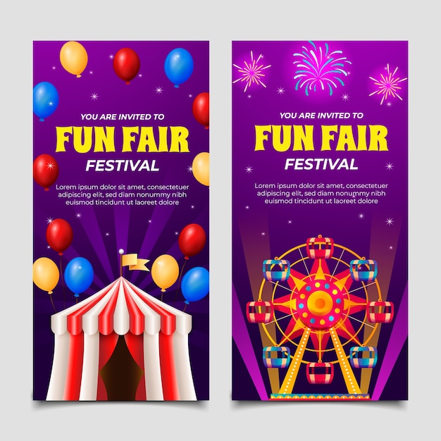 Free vector realistic fun fair vertical banner