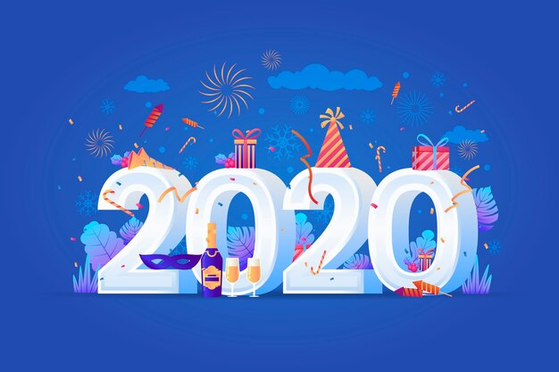 Реалистичный смешной новый год 2020 фон