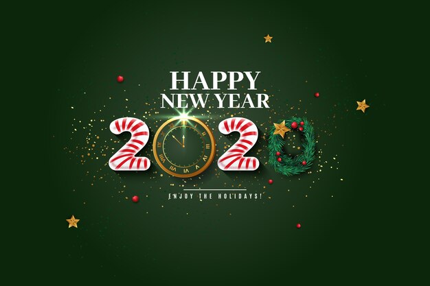 Free vector realistic funny new year 2020 wallpaper