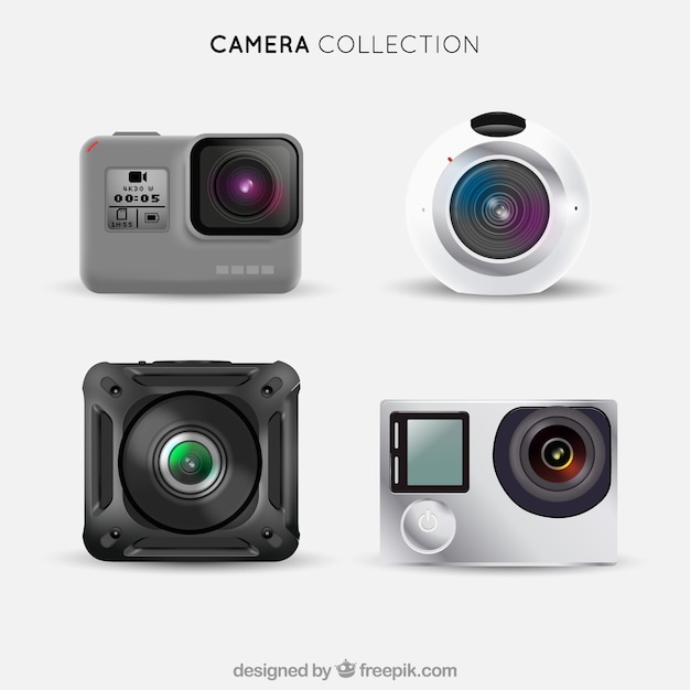 Free vector realistic futuristic cameras collection