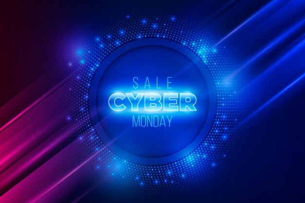 Realistic futuristic cyber monday background