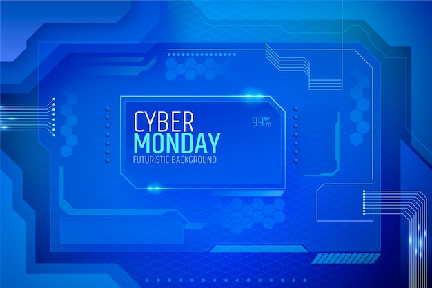 Realistic futuristic cyber monday background