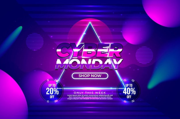 Free vector realistic futuristic cyber monday background