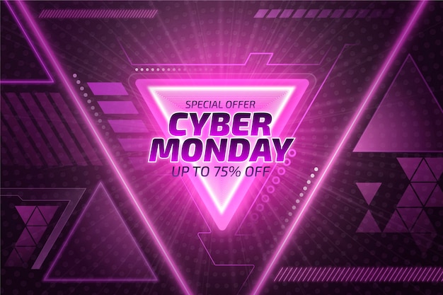 Realistic futuristic cyber monday background