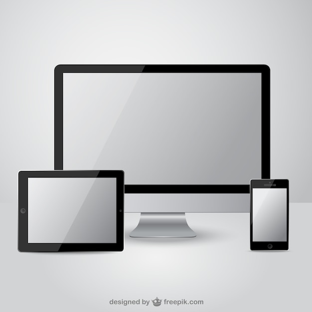 Realistic gadgets with blank screen