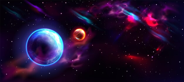 Realistic galaxy background with planet