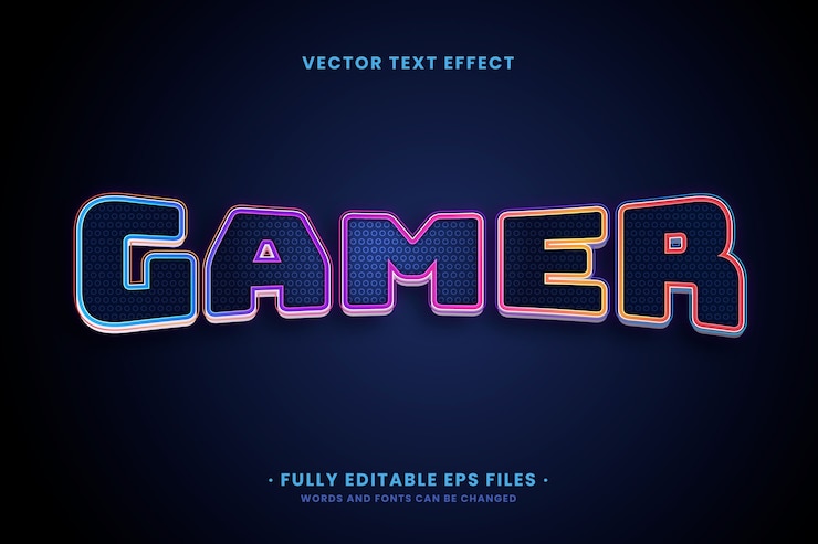 무료 Vector 현실적인 게이머 텍스트 효과