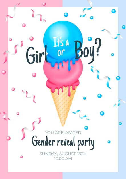 Free vector realistic gender reveal invitation