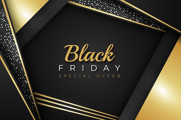 Realistic geometric black friday background