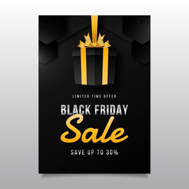 Free vector realistic geometric black friday vertical sale poster template