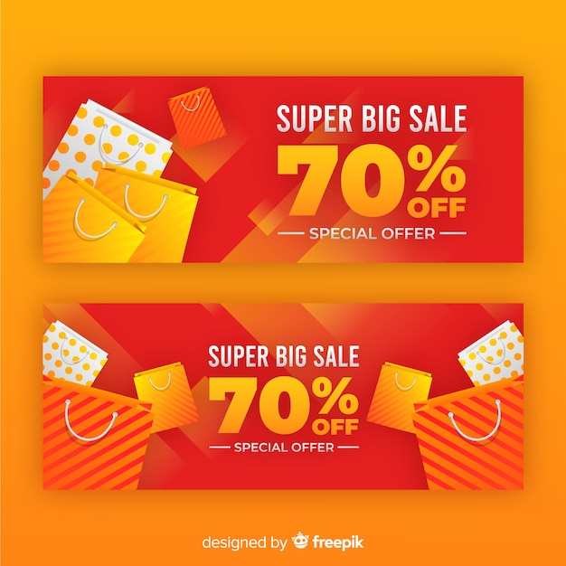 Realistic geometric sale banner collection