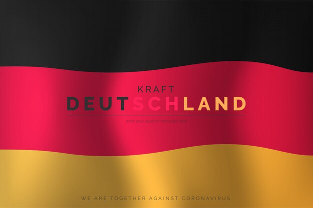 Реалистичный немецкий флаг с сообщением поддержки