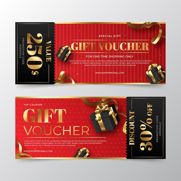 Realistic gift voucher banners pack