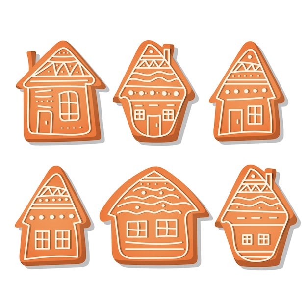 Free vector realistic gingerbread house collection