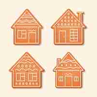 Free vector realistic gingerbread house collection