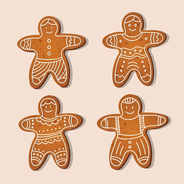 Free vector realistic gingerbread man cookie collection