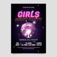 Free vector realistic girls night party poster with globe