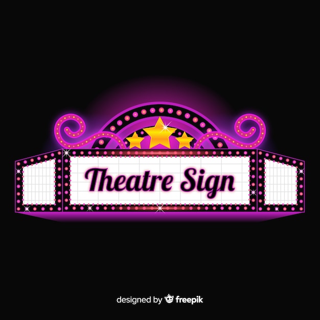 Realistic glamourous retro theatre sign