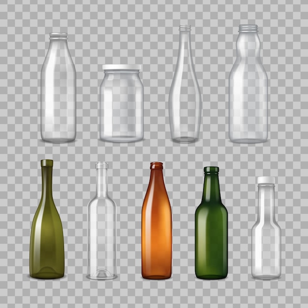 Реалистичные стеклянные бутылки Прозрачный набор
