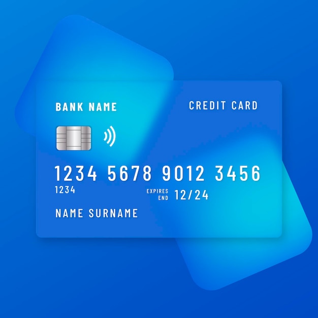 Realistic glass effect credit card