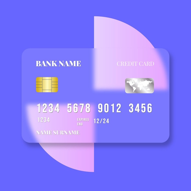 Free vector realistic glass effect credit card