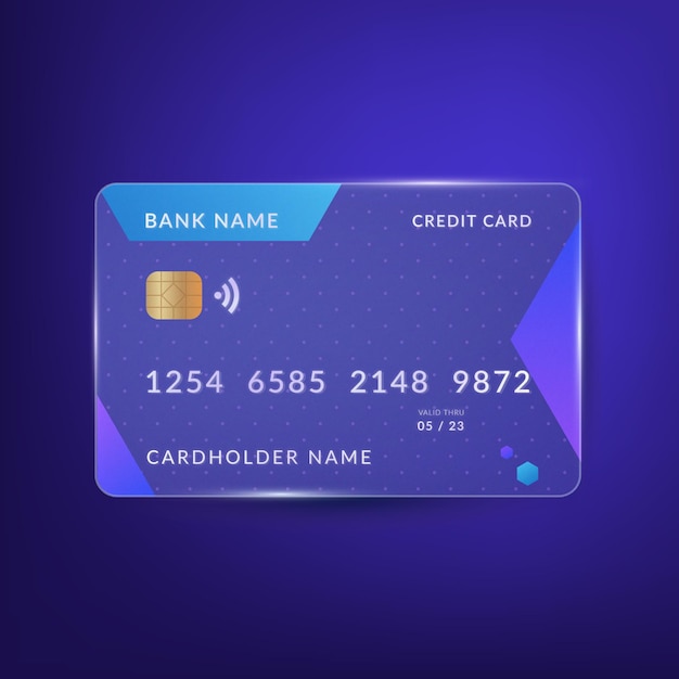 Free vector realistic glass effect credit card