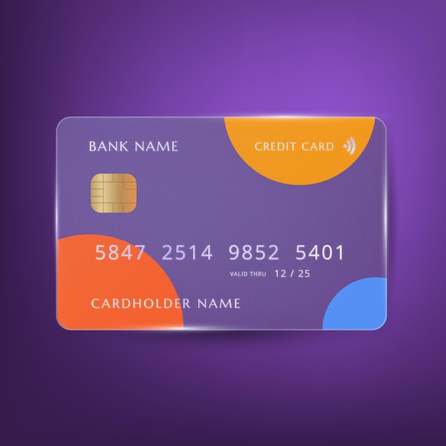 Free vector realistic glass effect credit card