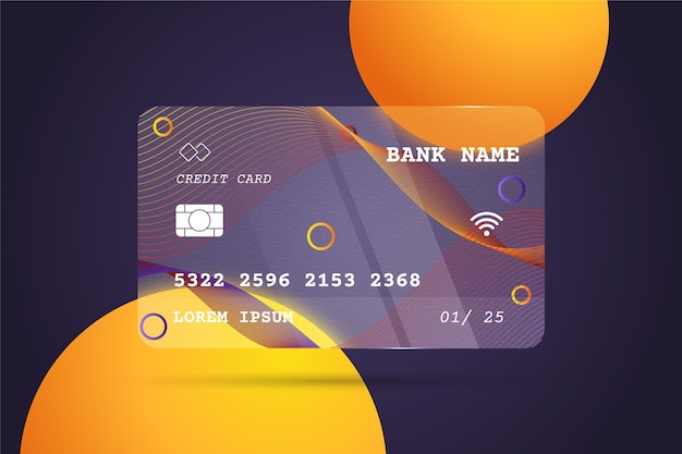 Free vector realistic glass effect credit card