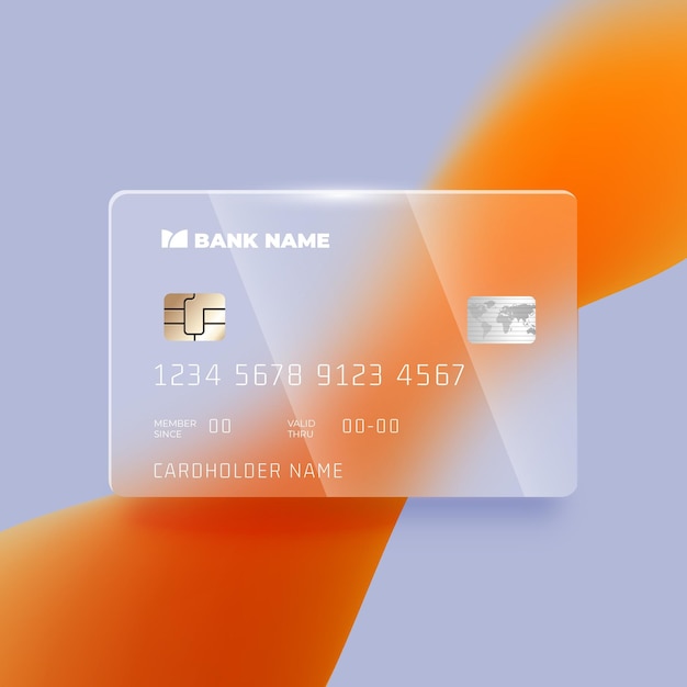 Realistic glass effect credit card