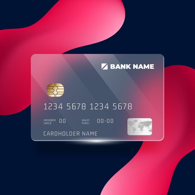 Realistic glass effect credit card