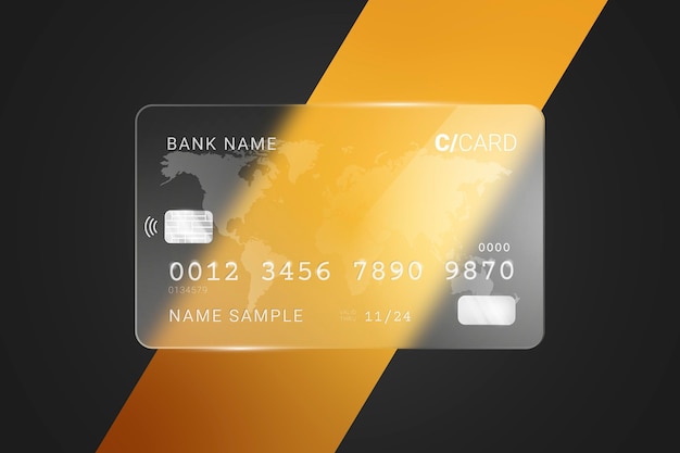 Free vector realistic glass effect credit card