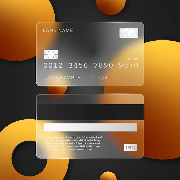 Free vector realistic glass effect credit card