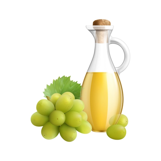 ブドウ種子食用油のベクトル図の現実的なガラス瓶