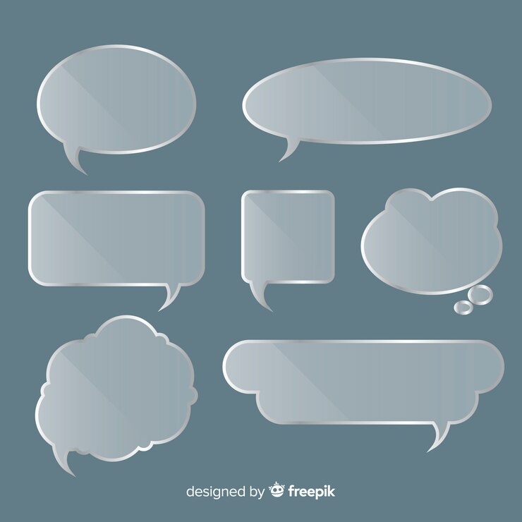 Free Vector realistic glass speech bubble collection