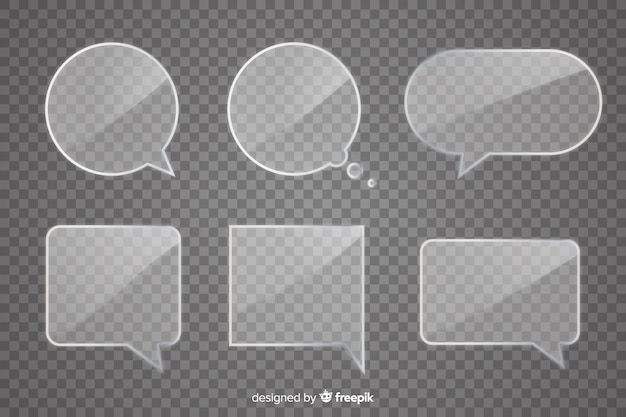 Free vector realistic glass speech bubble pack