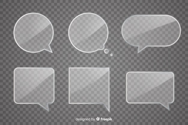 Realistic glass speech bubble pack