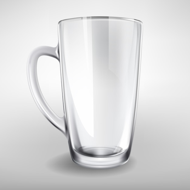 Вектор высокого стекла пустой реалистично чашка
