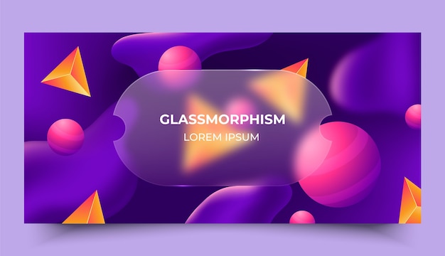 무료 벡터 현실적인 glassmorphism 가로 배너