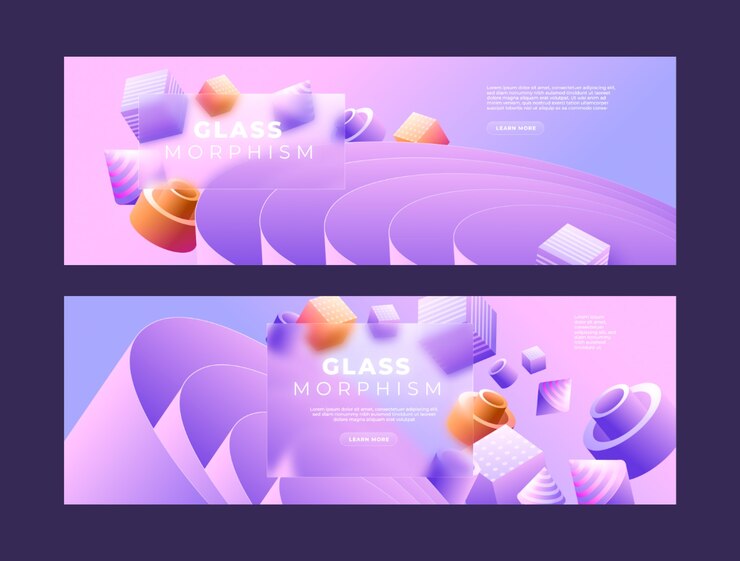 Free Vector realistic glassmorphism horizontal banner