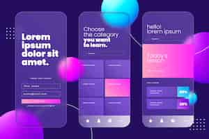 Free vector realistic glassmorphism mobile app template