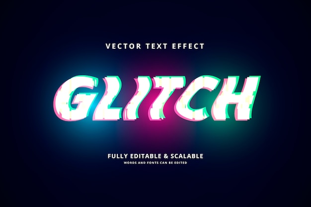 Realistic glitch text effect Premium Vector