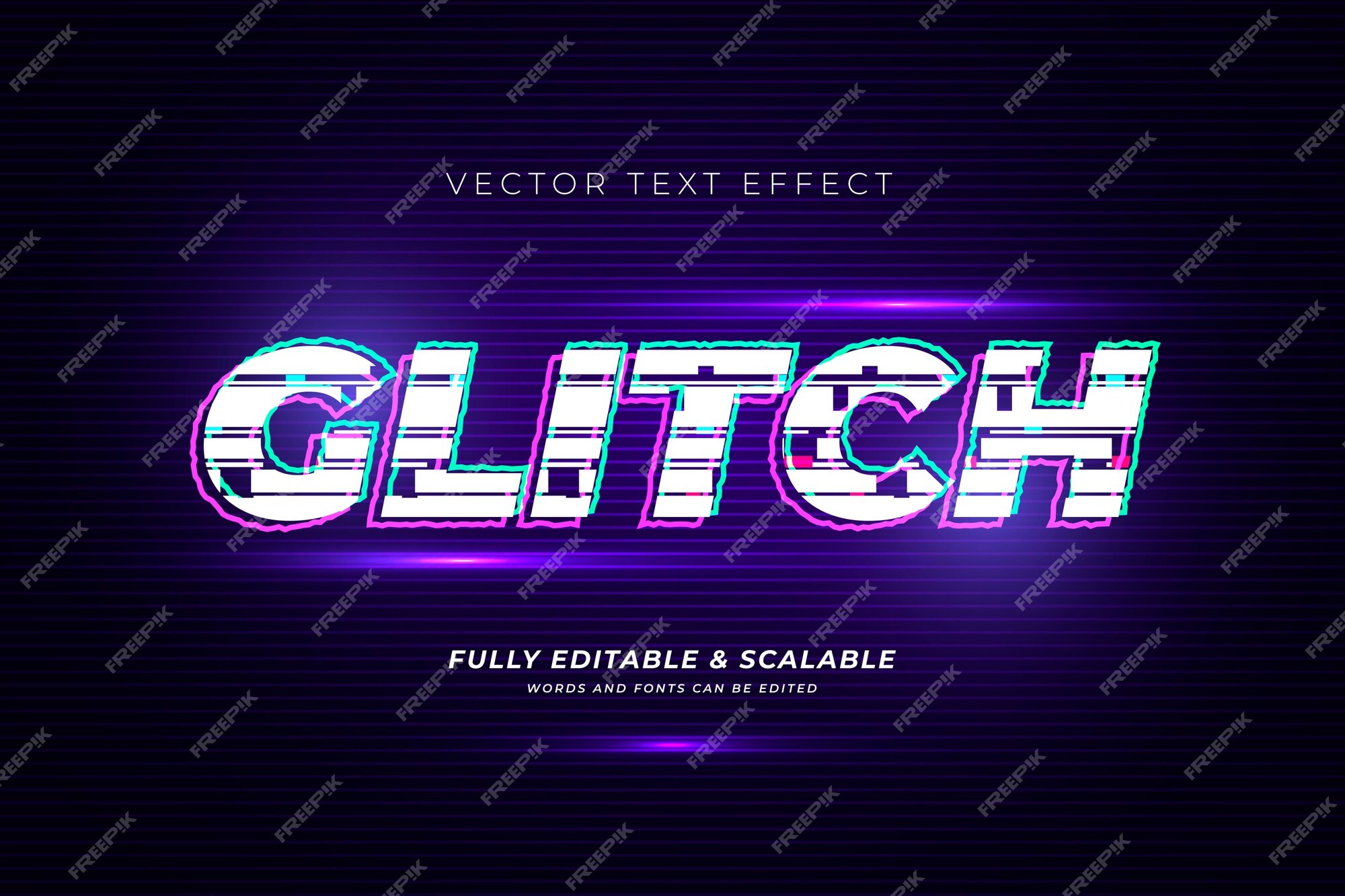 Free Vector  Realistic glitch text effect