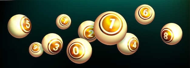 Free vector realistic glossy golden balls with numbers