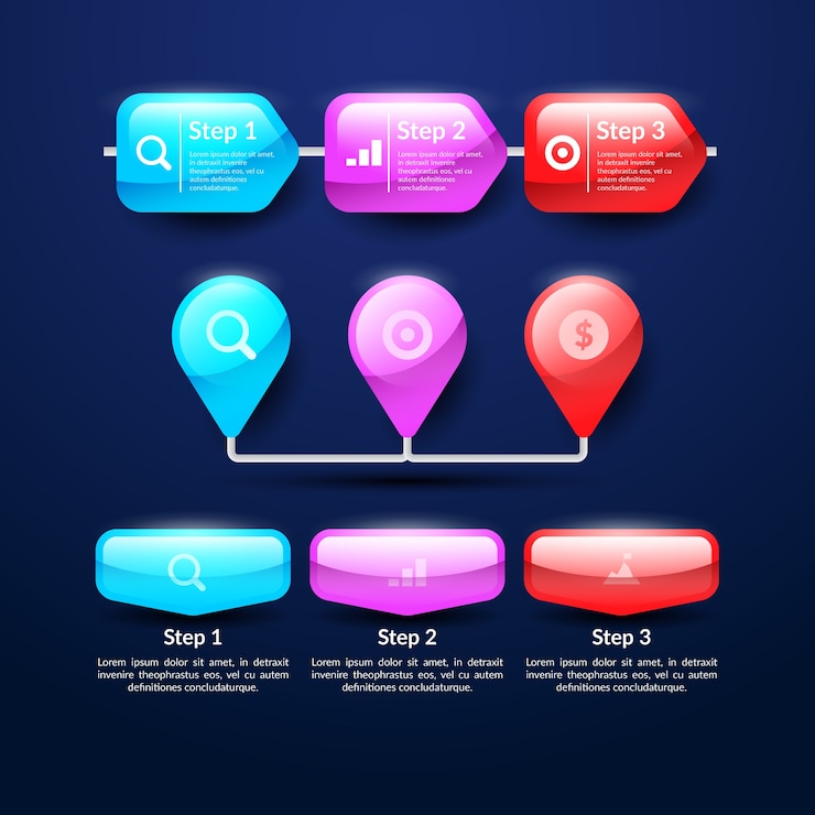 Free Vector realistic glossy infographic element collection