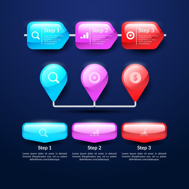 現実的な光沢のあるインフォグラフィック要素のコレクション