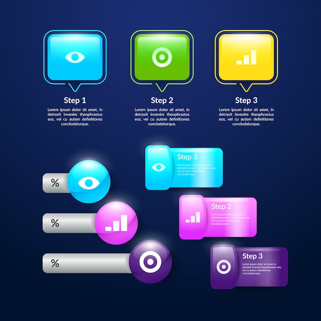Collezione di elementi infographic lucido realistico