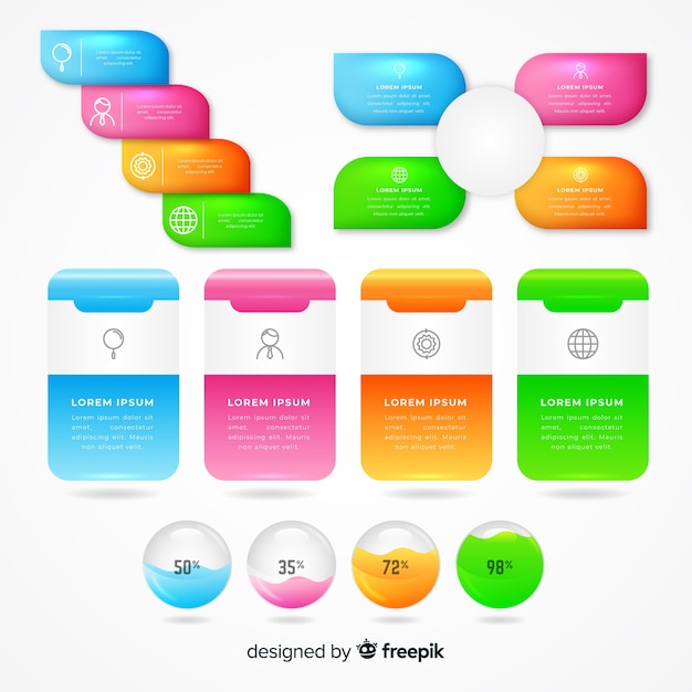 Realistic glossy infographic element set