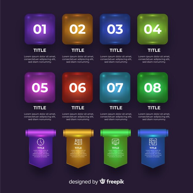 Realistic glossy infographic element set