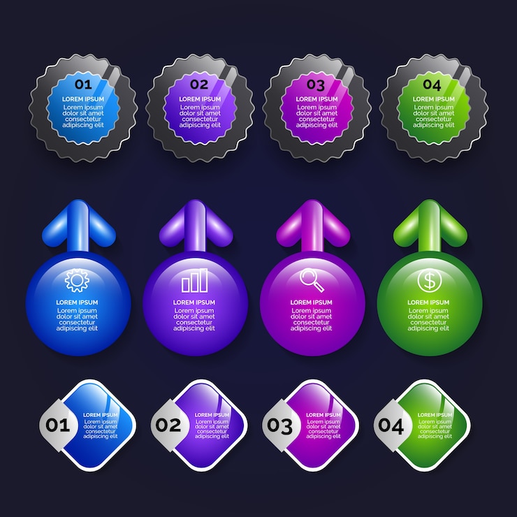 Free Vector realistic glossy infographic elements collection